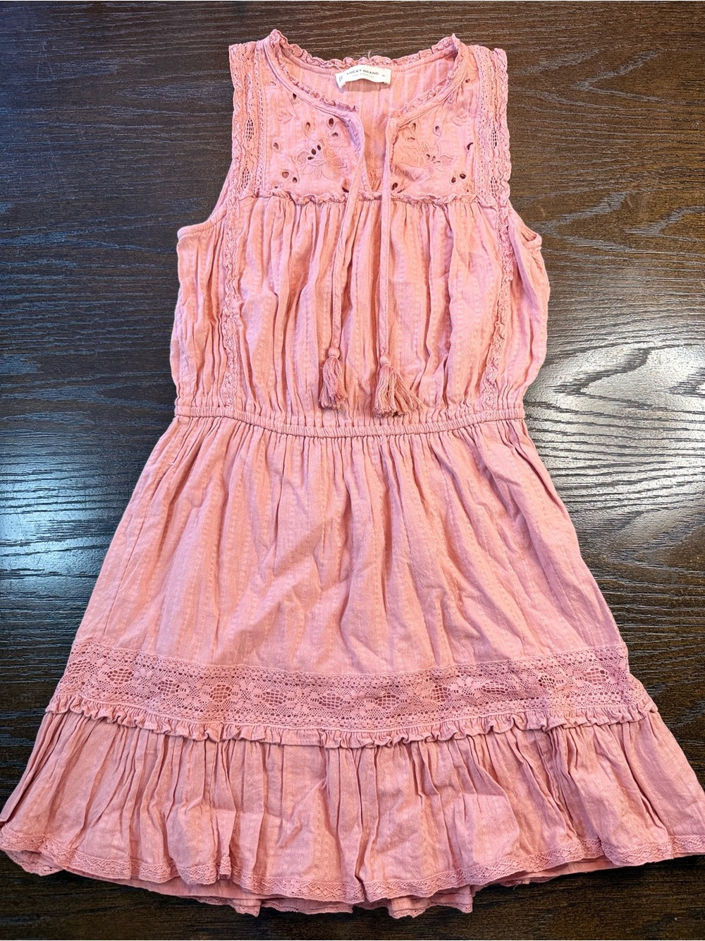 Lucky Brand Blush Pink Sleeveless Eyelet Summer Dress